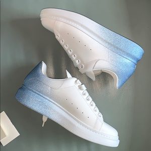 Alexander McQueen  Oversize Dégradé Spray Glitter Logo Sneaker WHITE/ PASTEL SKY